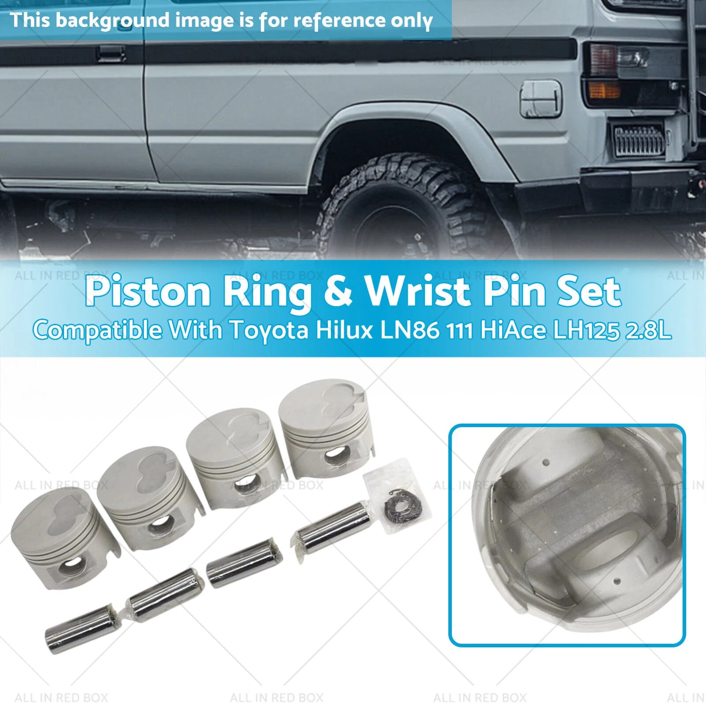 4 x Engine Piston Rings & Wrist Pins for Toyota Hilux LN86 LN111 2.8L