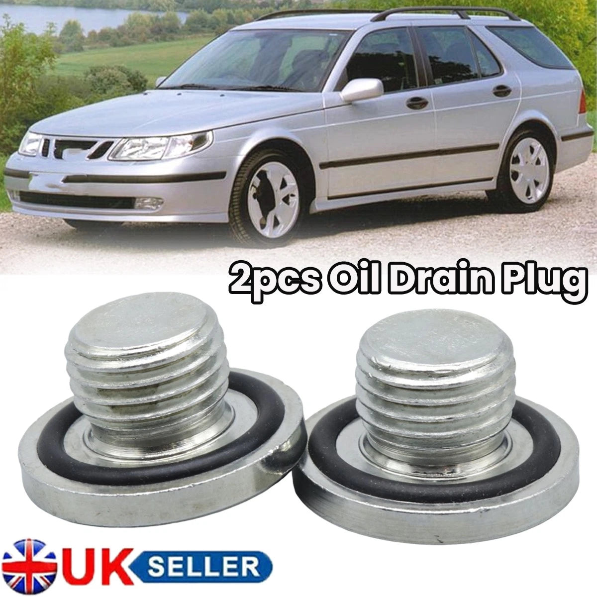 2pcs Engine Oil Drain Plug Bolt with Rubber Washer for Saab 9-5 (2002–2012)