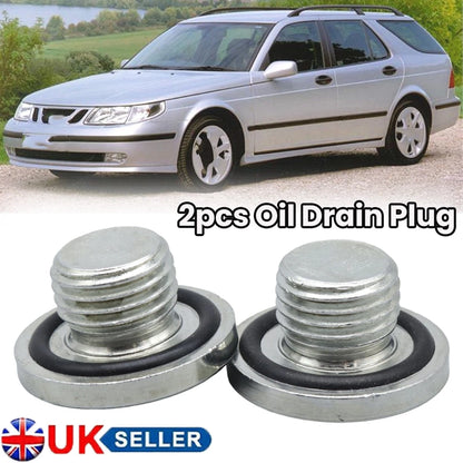 2pcs Engine Oil Drain Plug Bolt with Rubber Washer for Saab 9-5 (2002–2012)