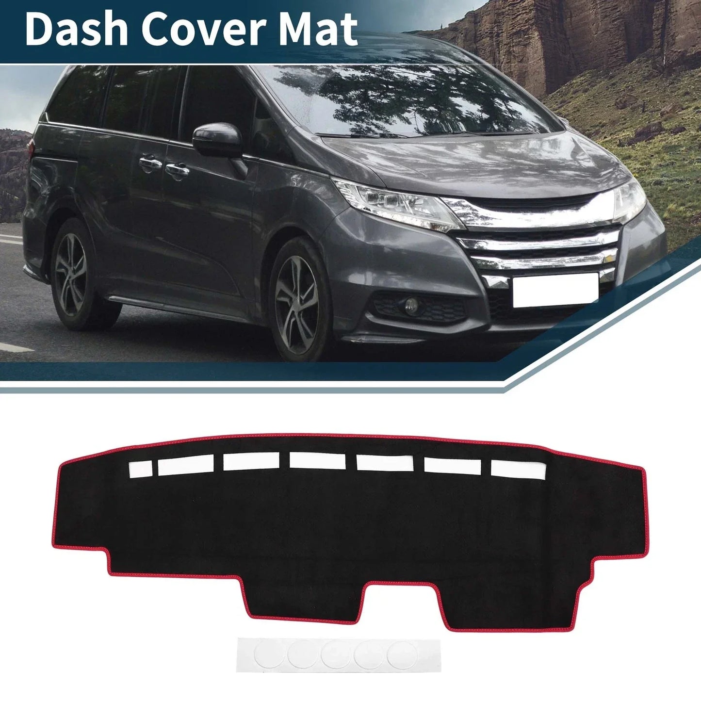 Dashboard Cover Mat for Honda N-Van JJ1 JJ2 (All Years) - Black Red Protector