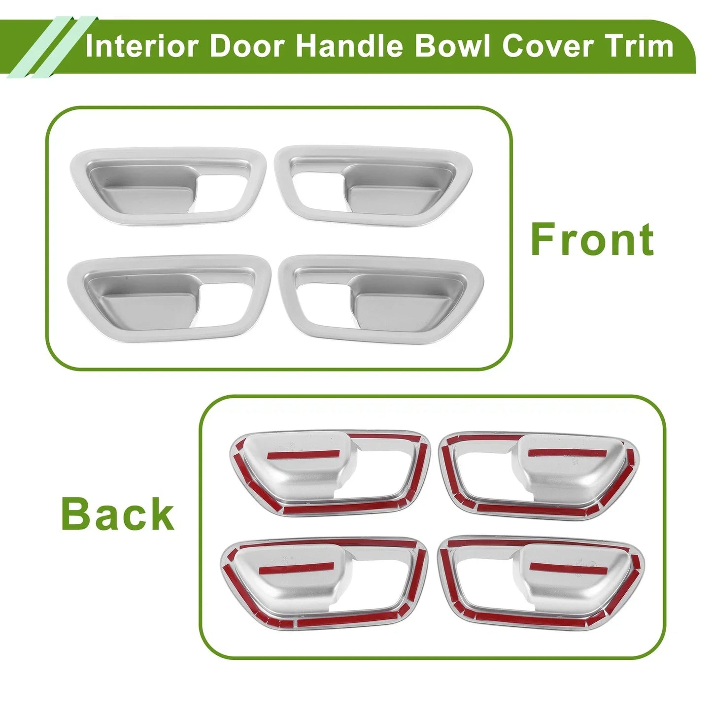 Interior Door Handle Bowl Cover Trim for Honda Pilot (2023-2024) Silver ABS