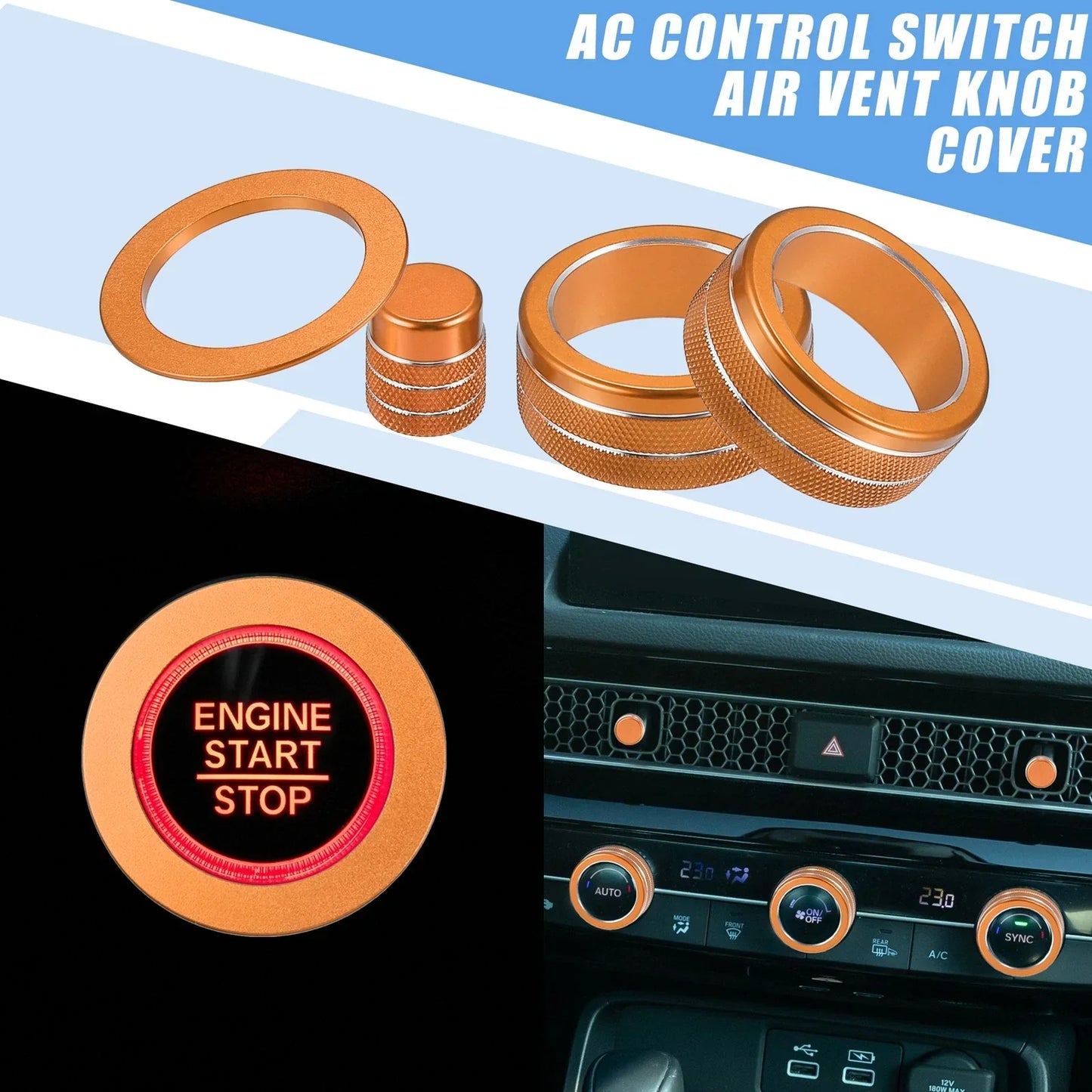 8pcs AC Control Switch Air Vent Knob Covers for Honda Civic (2022-2023)