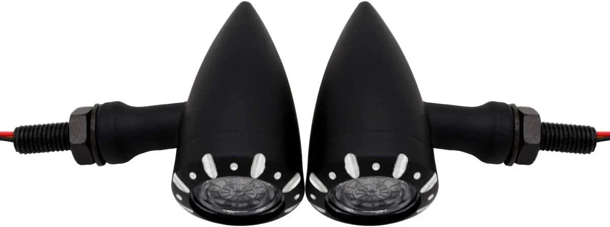 LED Turn Signal Lights for Harley Motorcycle - Black Indicator Lamps