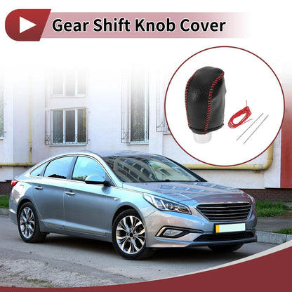 Car Gear Shift Knob Cover for Hyundai Sonata 2011-2014 - Pebbled Black Red