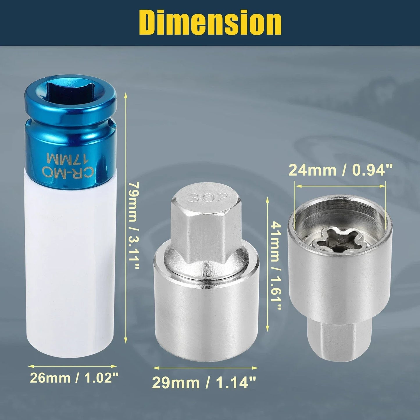 302 Wheel Lock Lug Nut Set with Protector Socket for Mercedes Benz