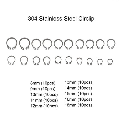 100Pcs/Set External Circlip Retaining Ring for Universal