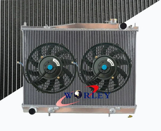 Aluminum Radiator + Fan for Nissan Navara D22 R50 1997-2001 Diesel
