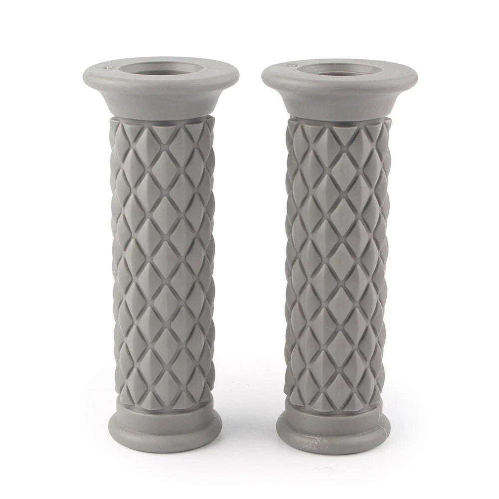 Diamond Pattern Motorcycle Grips for Cafe Racer - Grey