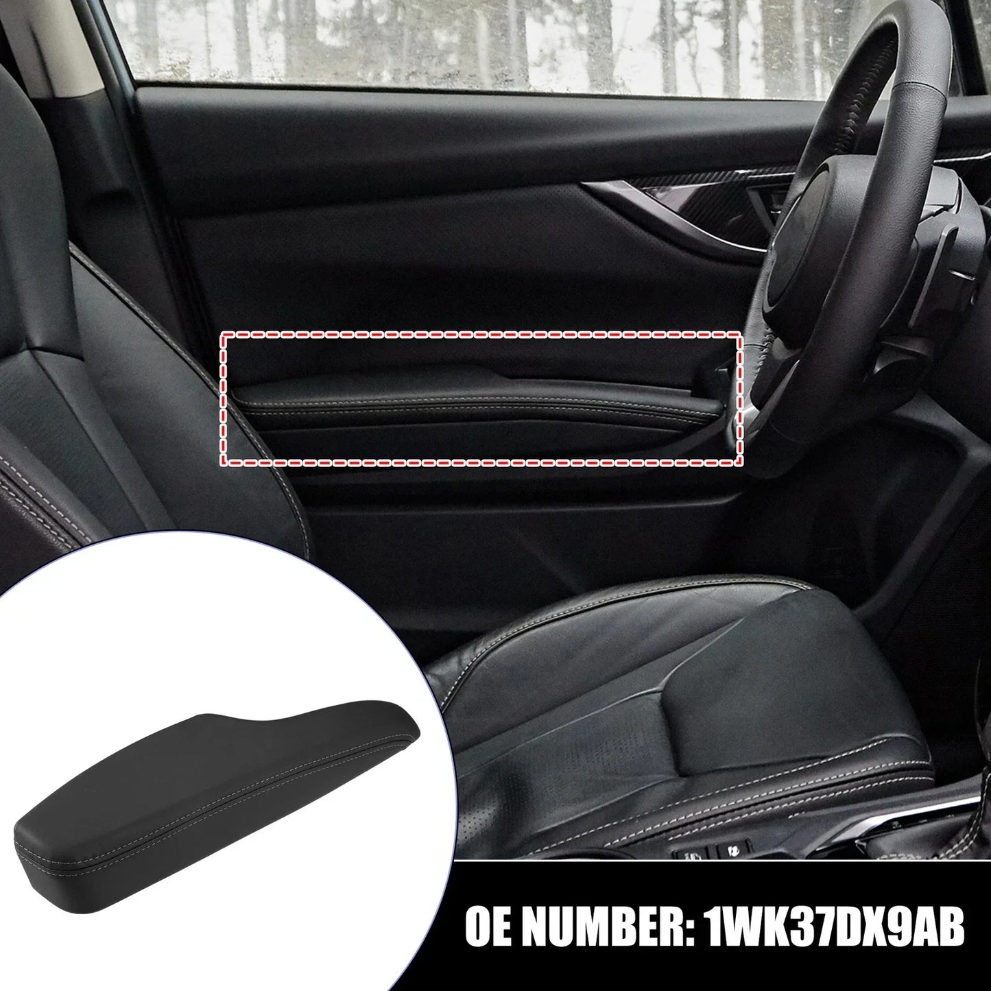 Front Left Inner Door Armrest for Dodge 2011-2023 Faux Leather (2011-2023)