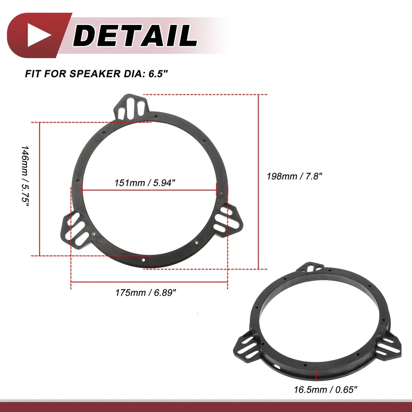 Speaker Spacer Ring Adaptor for Honda Civic 2001-2005 Rear 6.5" (2 Pcs)