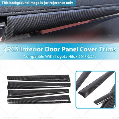 4 x Carbon ABS Interior Door Panel Cover Trim for Toyota Hilux (2015-2021)