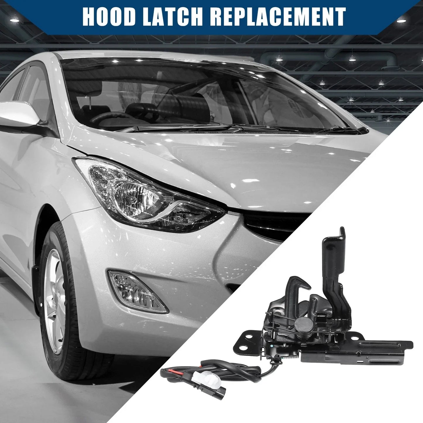 Hood Lock Latch for Hyundai Elantra 2016-2018 Durable Metal Black