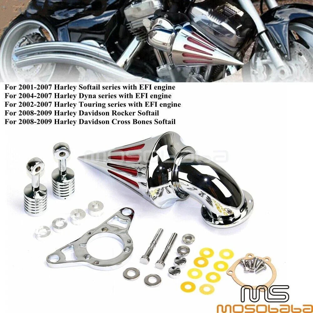 Chrome Spike Air Cleaner Intake Filter for Harley Softail Road King