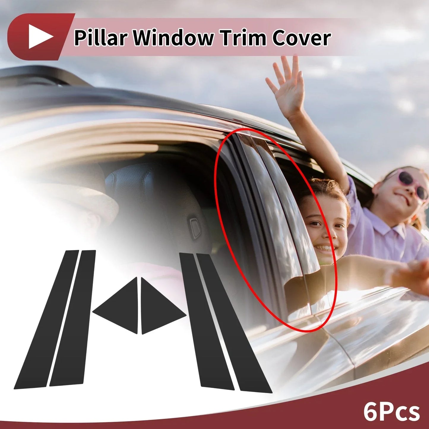 Door Pillar Window Trim for Chevrolet Optra 2006-2016 Black Front & Rear