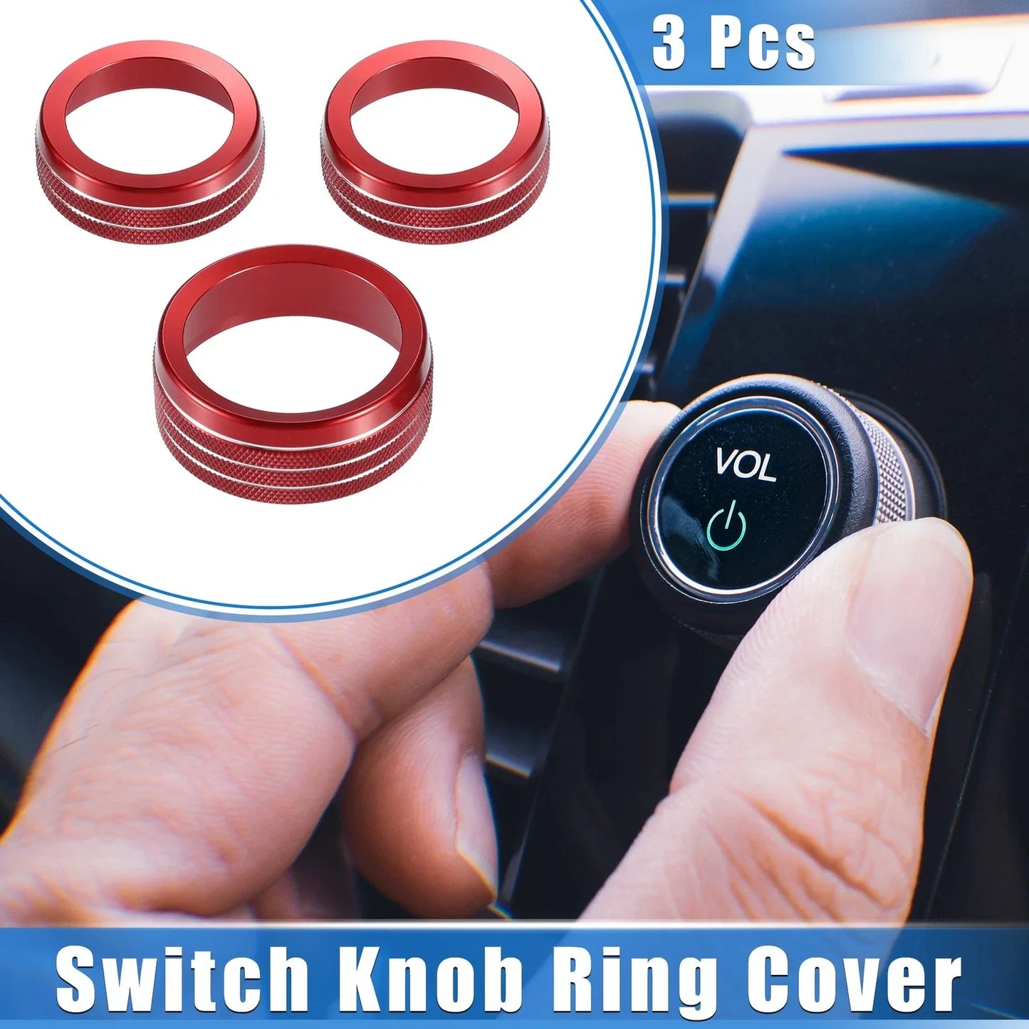 3 x AC Audio Volume Tune Switch Knob Ring Covers for Dodge Dart (2012-2018)