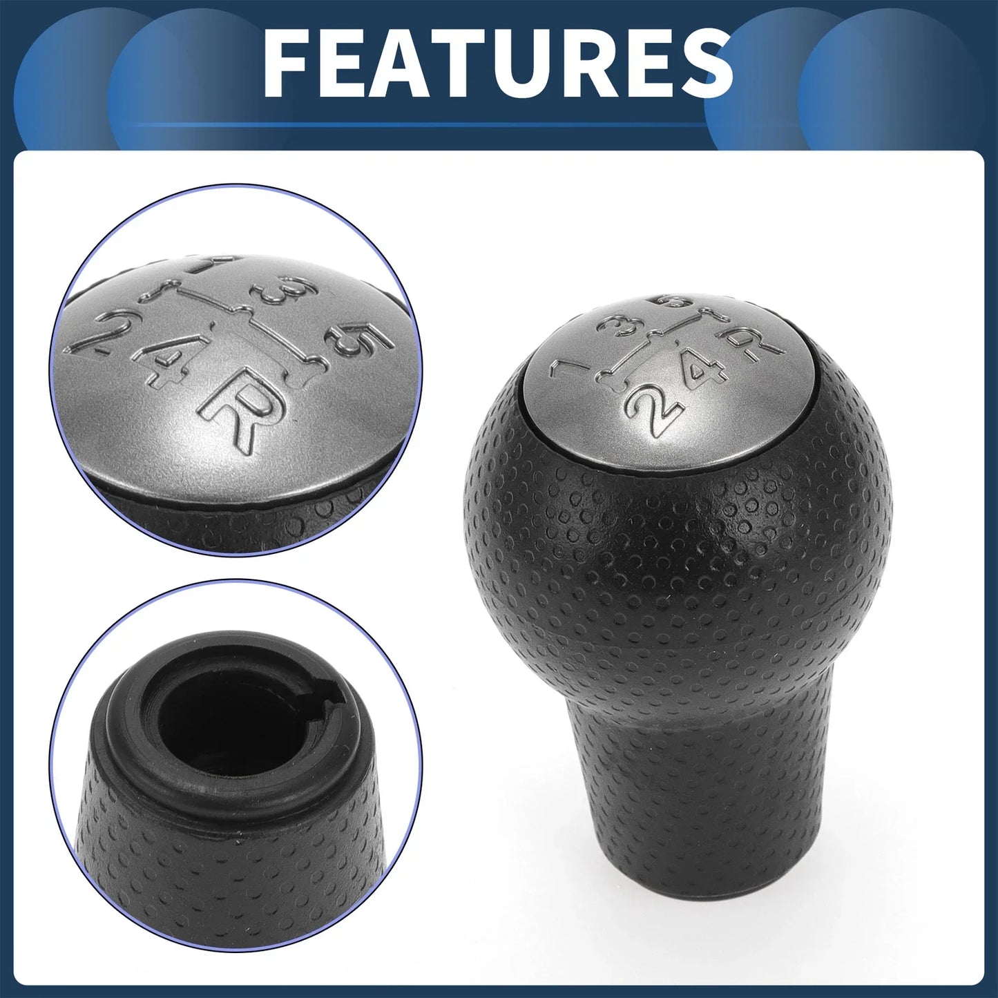 5 Speed Gear Shift Knob for Honda Fit (2002-2008) - Plastic Black Titanium Tone