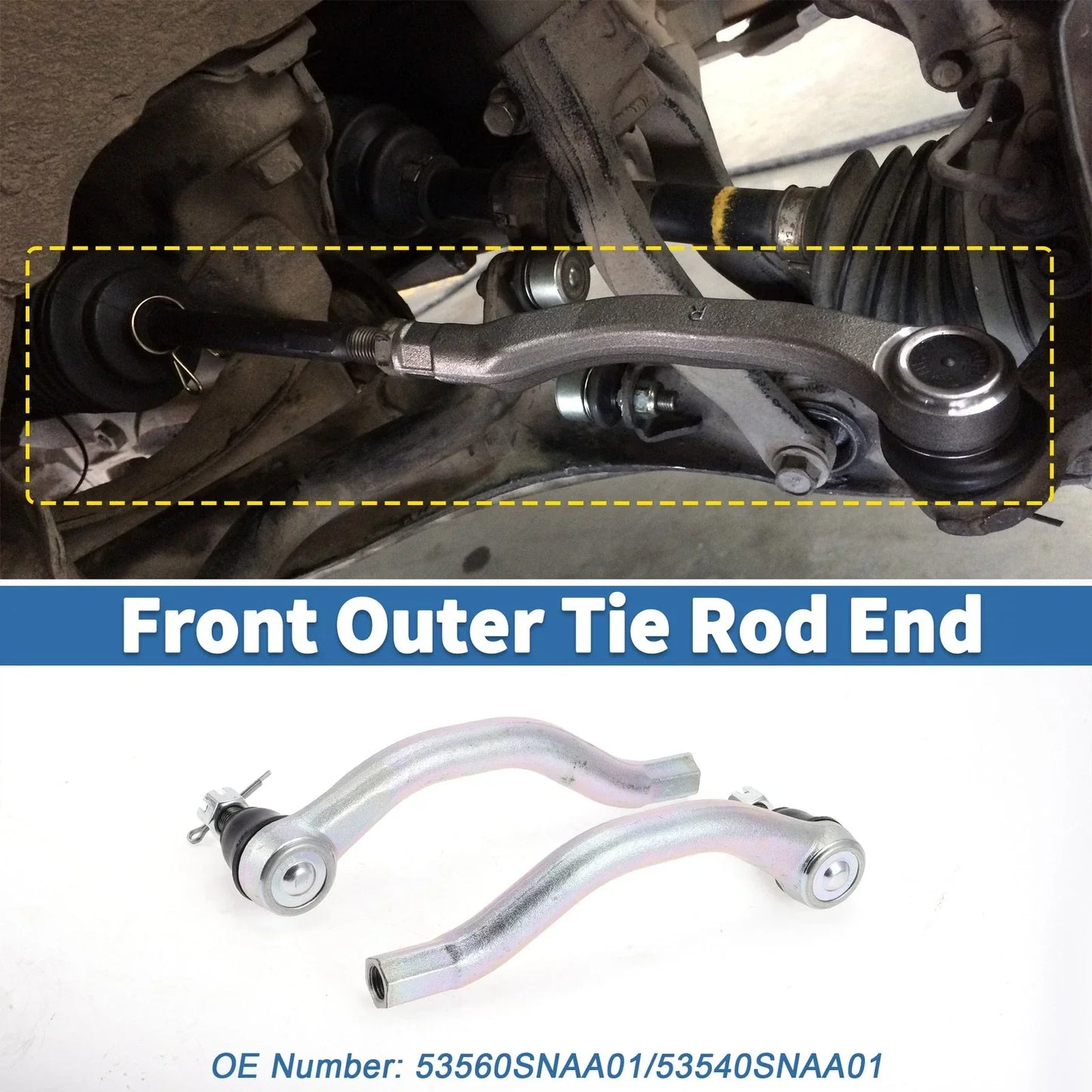 2 x Front Outer Tie Rod Ends for Honda Civic (2006-2011)