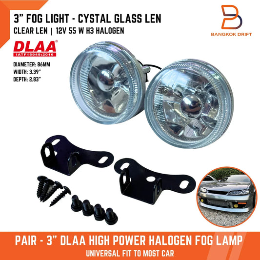 3" Clear Glass Lens Fog Light for Universal Bumper Lamp H3 12V 55W