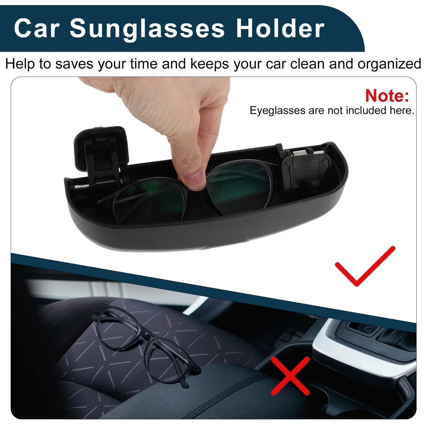 Sunglasses Case for BMW X1 (2010 - 2024) Eyeglasses Holder Storage Box Black