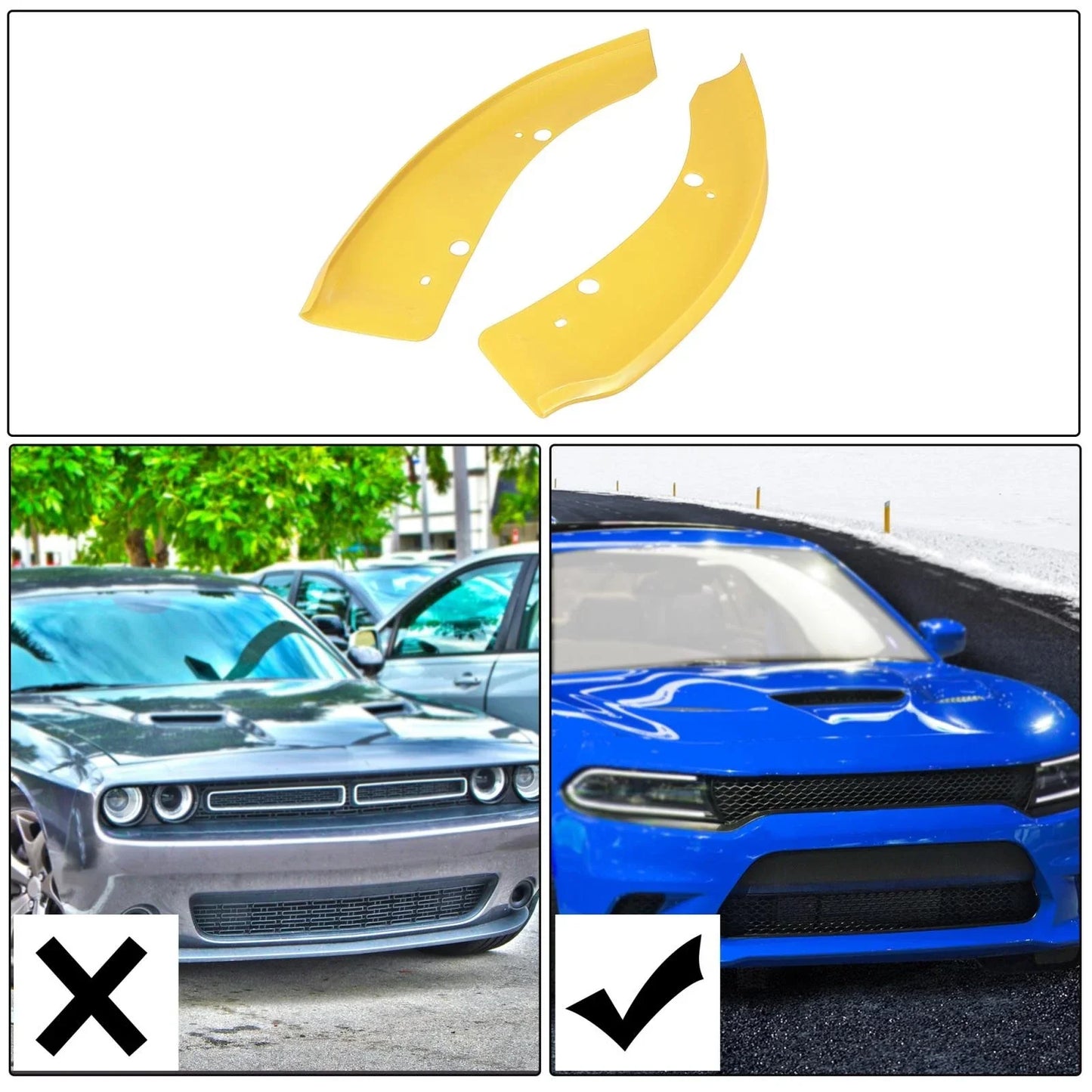 Car Front Bumper Lip Splitter Protector Yellow for Dodge Charger (2015-2023)