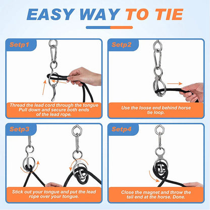 Horse Tie Ring with Eye Bolts & Snaps for Horses to Prevent Pulling