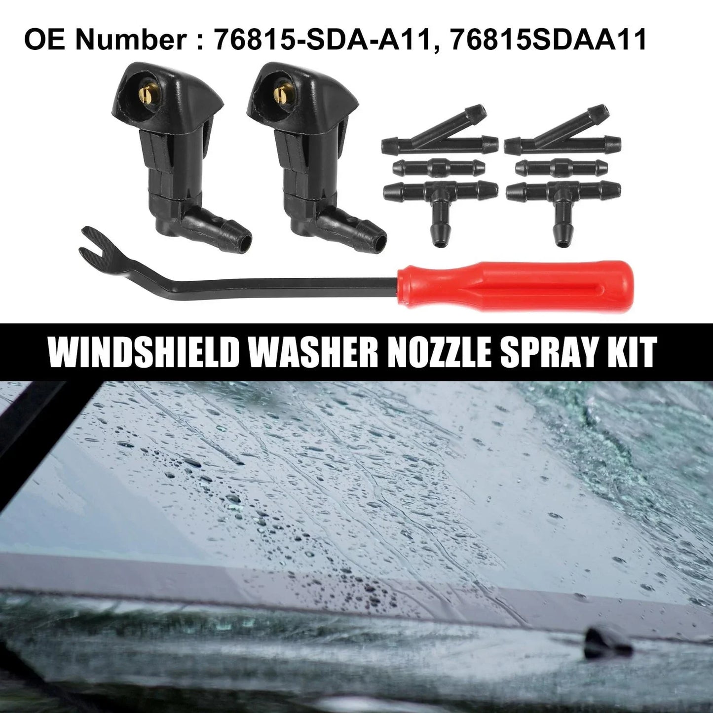 9 x Front Windshield Washer Nozzles Kit for Honda Accord (2003-2007)