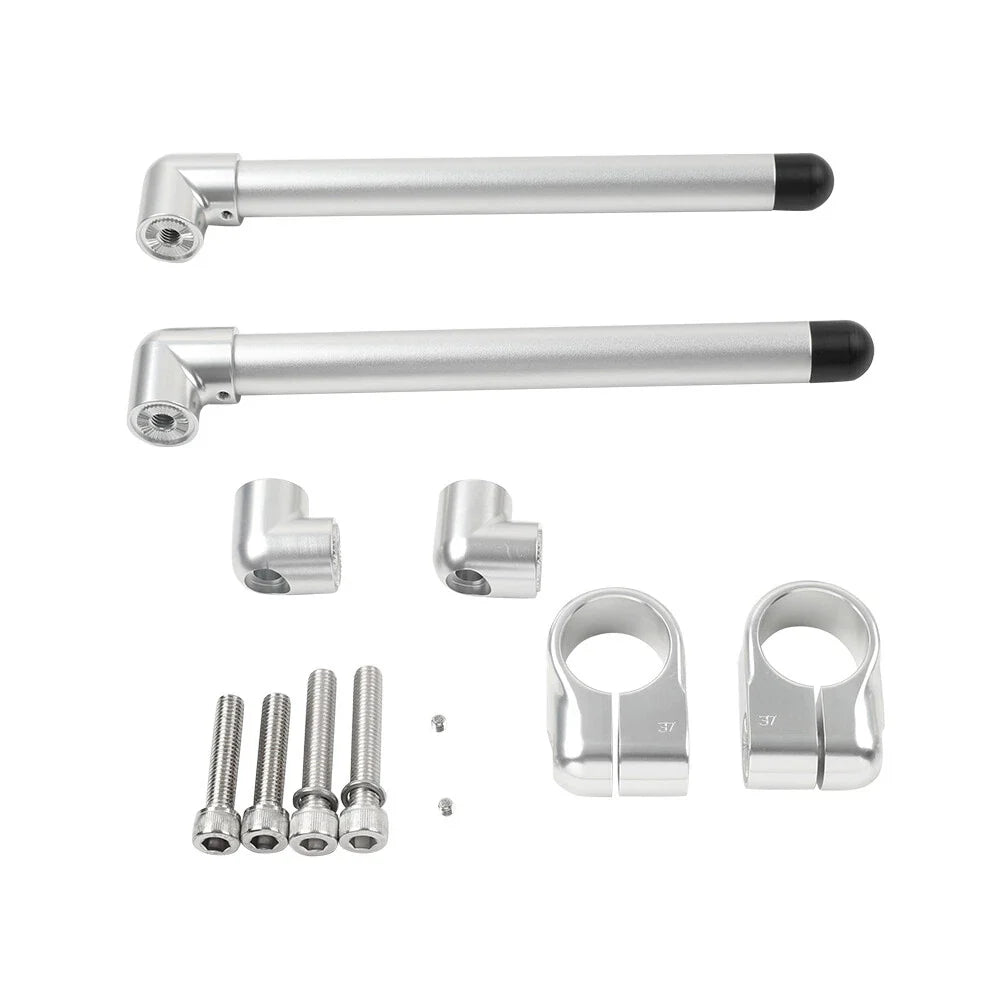 37MM Clip-On Handlebar for Universal Cafe Racer 7/8" Fork Tube Silver
