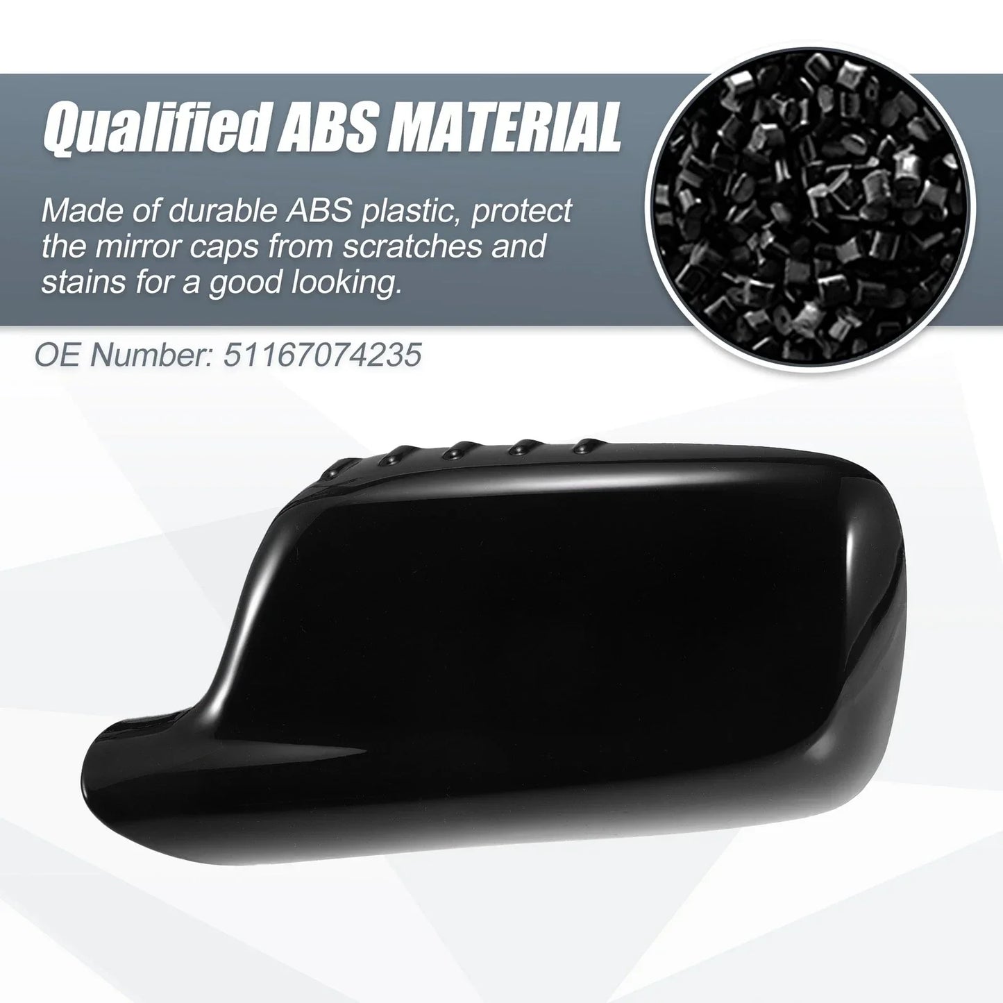 Left Side Mirror Cover Cap Gloss Black for BMW 3 Series E46 & 7 Series E65-E66