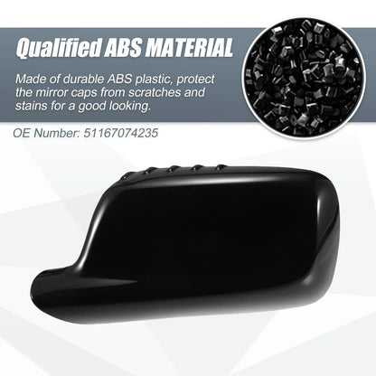 Left Side Mirror Cover Cap Gloss Black for BMW 3 Series E46 & 7 Series E65-E66