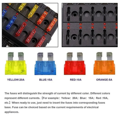 12 Way LED Circuit Blade Fuse Box Holder for Car Boat UK