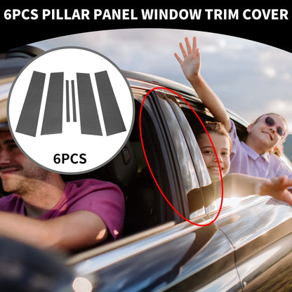 6 Pcs Car Pillar Window Trim for Lexus Sedan 4-Door Black Carbon Fiber (2021-2023)