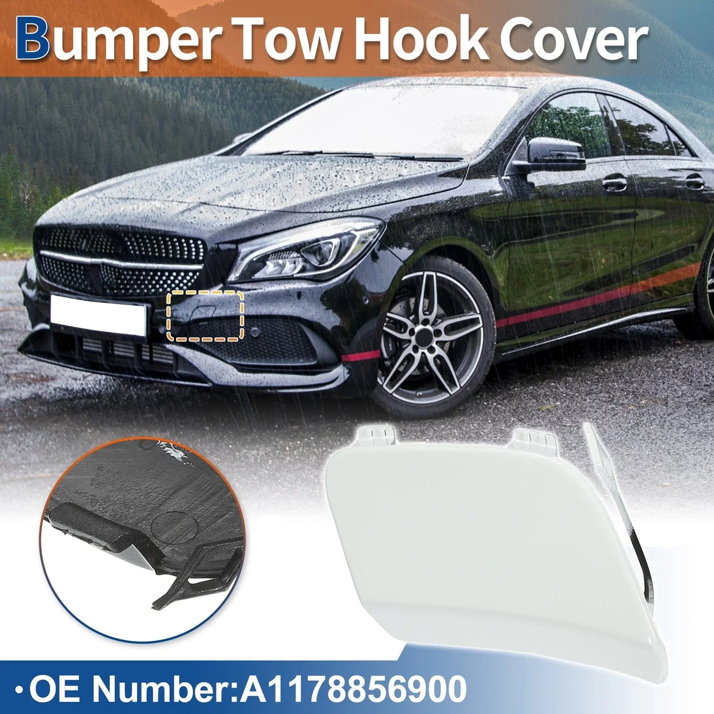 Front Car Bumper Tow Hook Cover for Mercedes-Benz CLA250 (2014-2019) White