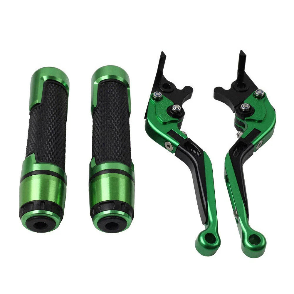 Green Extendable Brake Clutch Levers Grip Set for Kawasaki ZX6R (2005-2023)
