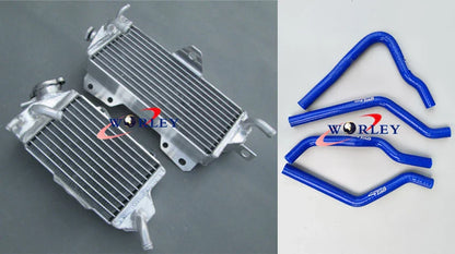 Aluminum Radiator + Blue Hoses for Kawasaki KX125 KX 125 (1990-1991)
