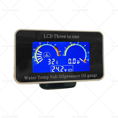3in1 LCD Oil Pressure, Voltmeter, Water Temp Gauge for Car Truck 12V/24V