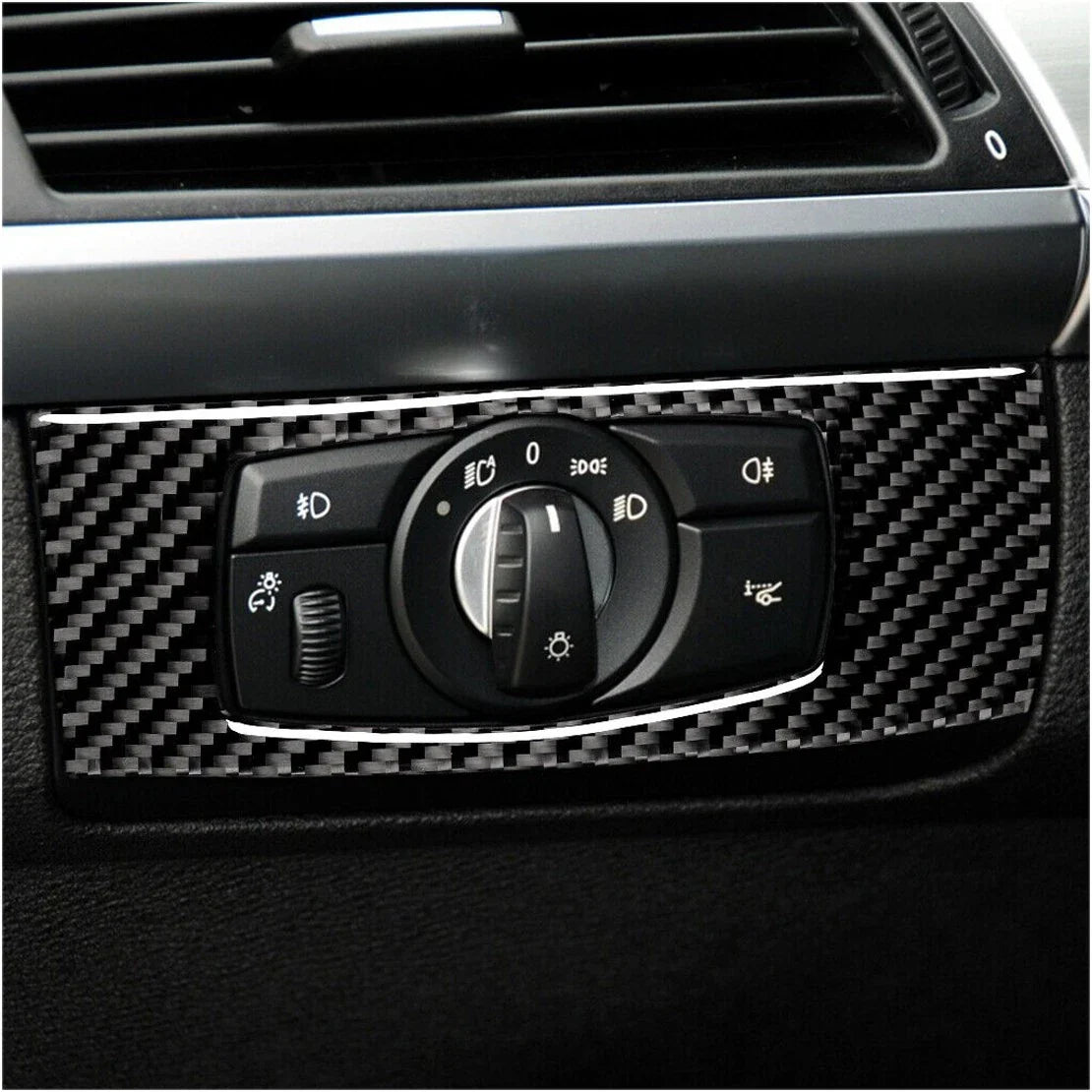 Carbon Fiber Headlight Button Cover for BMW X5 E70, X6 E71 (2008-2013)