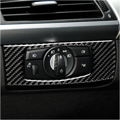 Carbon Fiber Headlight Button Cover for BMW X5 E70, X6 E71 (2008-2013)