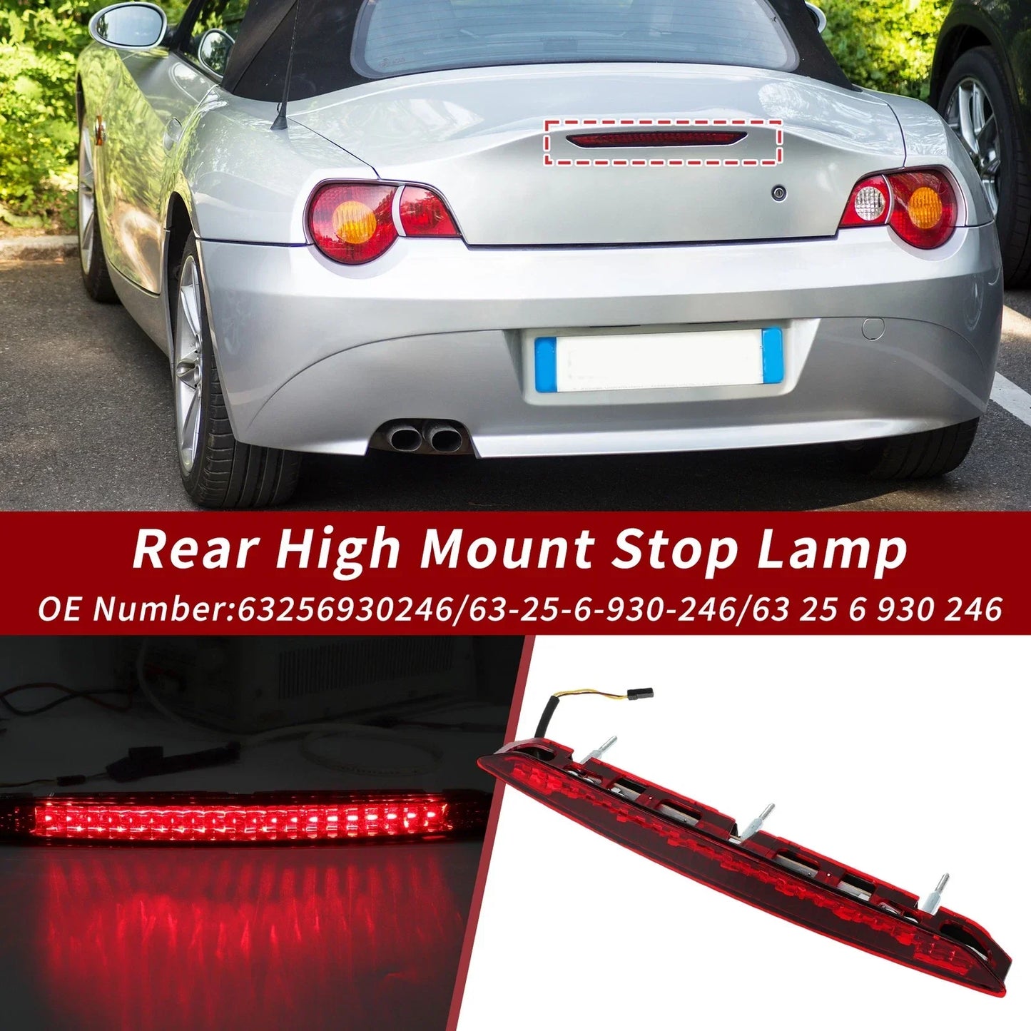Red High Mounted LED Third Brake Light for BMW E85 Z4 (2003 - 2008)