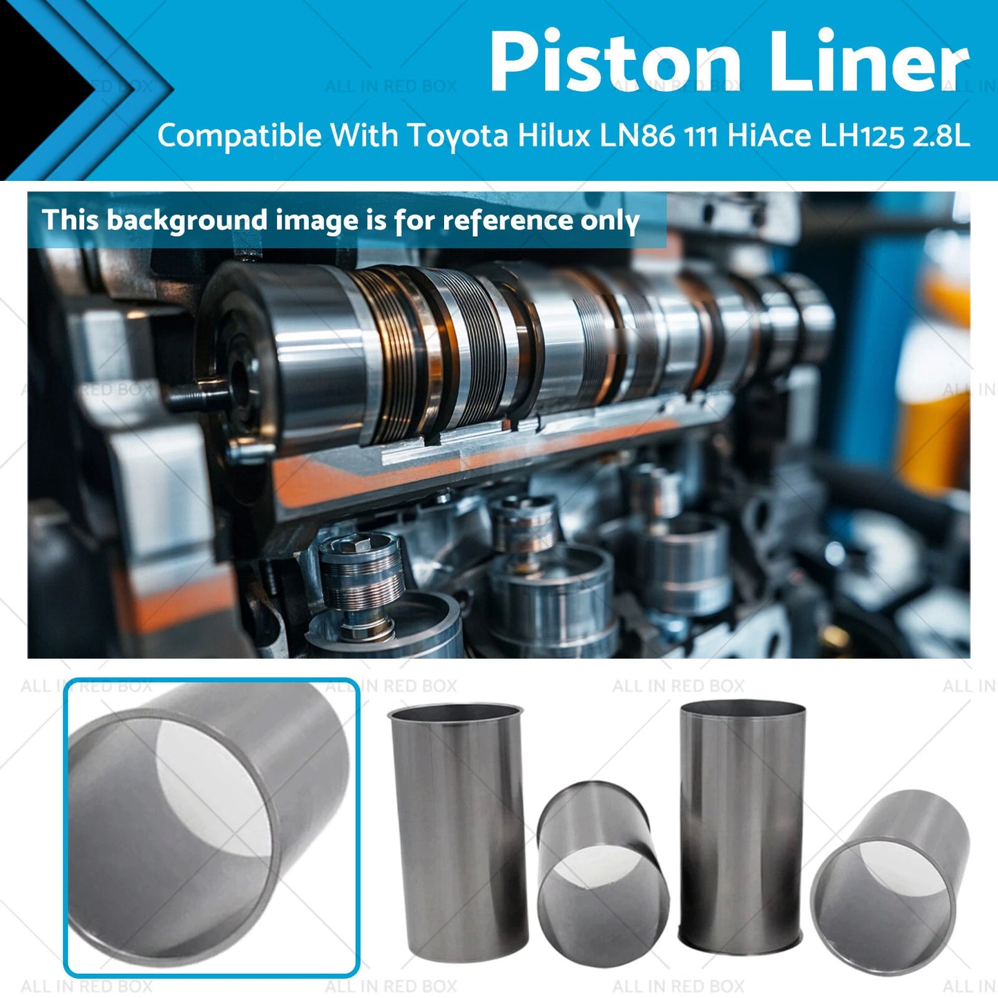 4Pcs Piston Liner Cylinder Sleeve for Toyota Hilux LN86 HiAce LH125 (1983-1997)