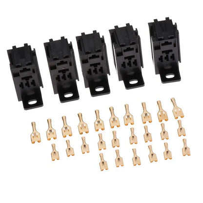 5pcs Micro 60A 5-Pin Relay Socket with 25x Copper Terminals for Automotive