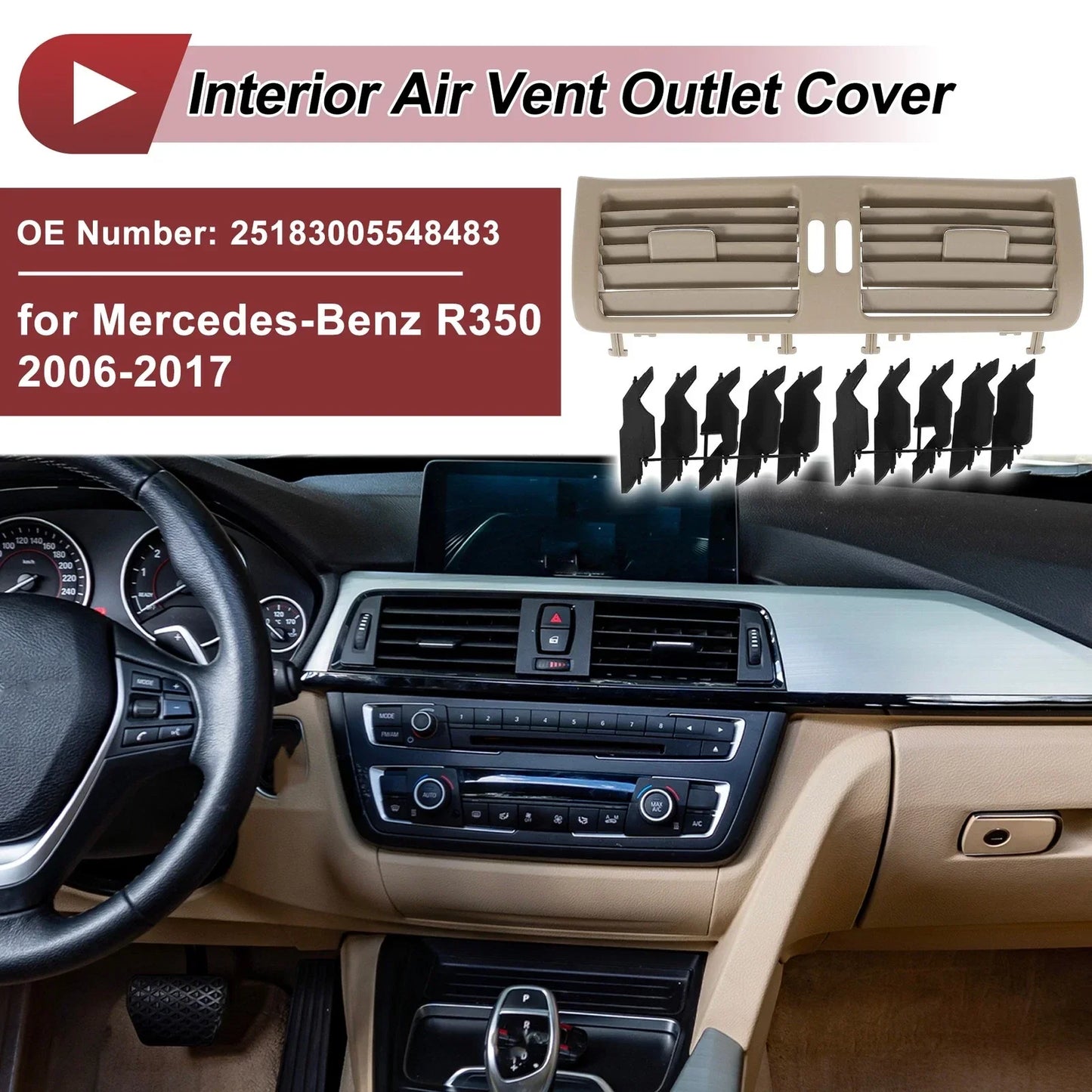 Front Center Console Air Outlet Vent Grille for Mercedes-Benz ( Specified)