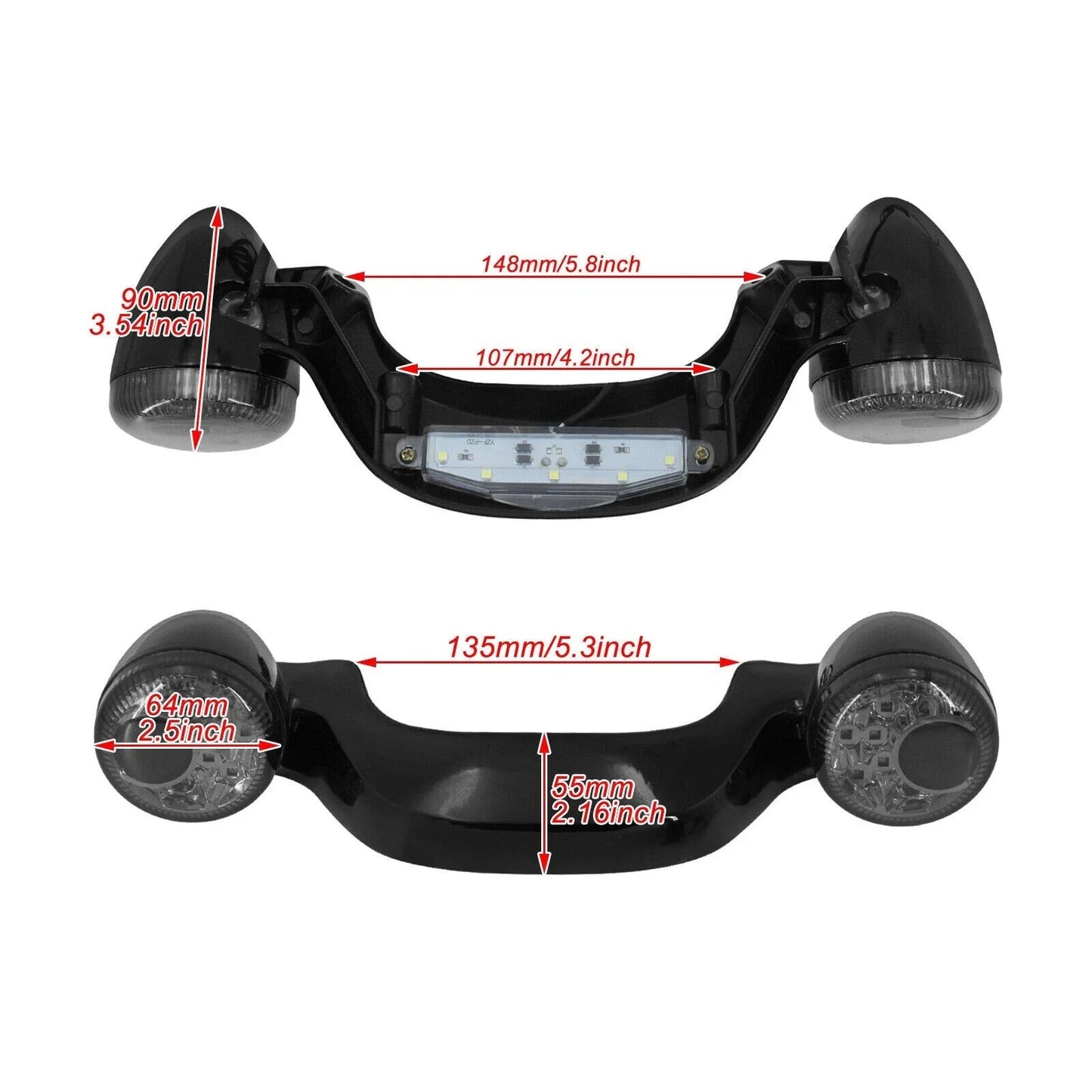 Black Rear Turn Signal Brake Light Bar for Harley Touring Street Glide (2010-2022)