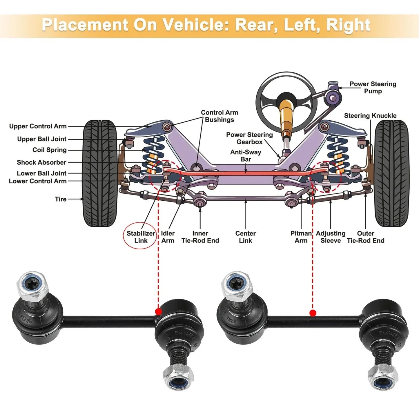 2 x Rear Sway Bar Links for Honda Civic (2001-2005)