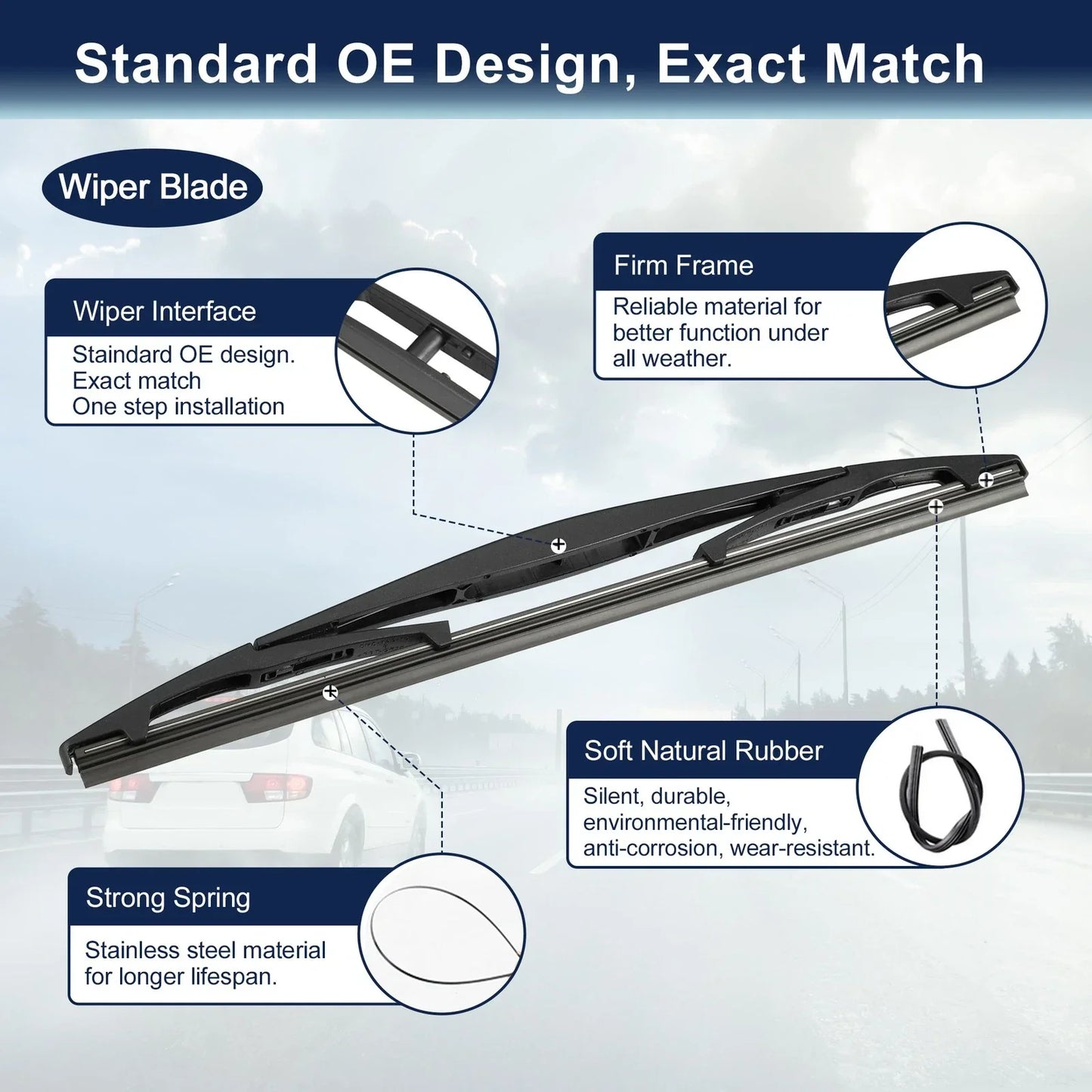 Rear Windshield Wiper Blade Arm Set for Honda CRV, Acura RDX (2017-2023)