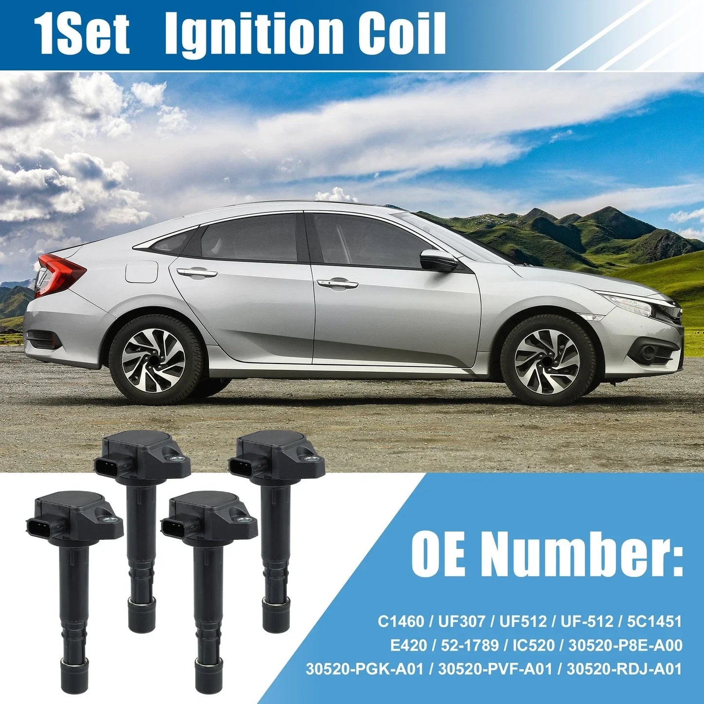 Ignition Coil Set for Honda Civic, Acura EL 1.7L L4 (2001-2005)