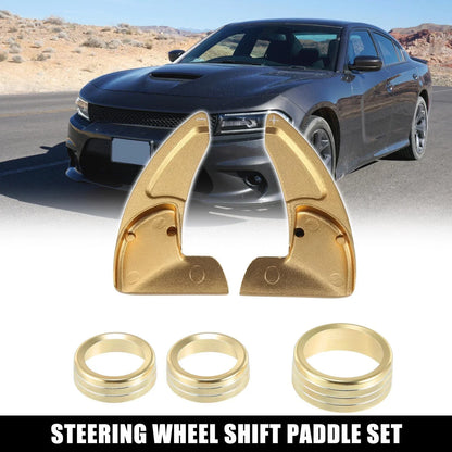 Gold Tone Inner Paddle Shifter AC Volume Knob Cover Ring for Dodge Charger