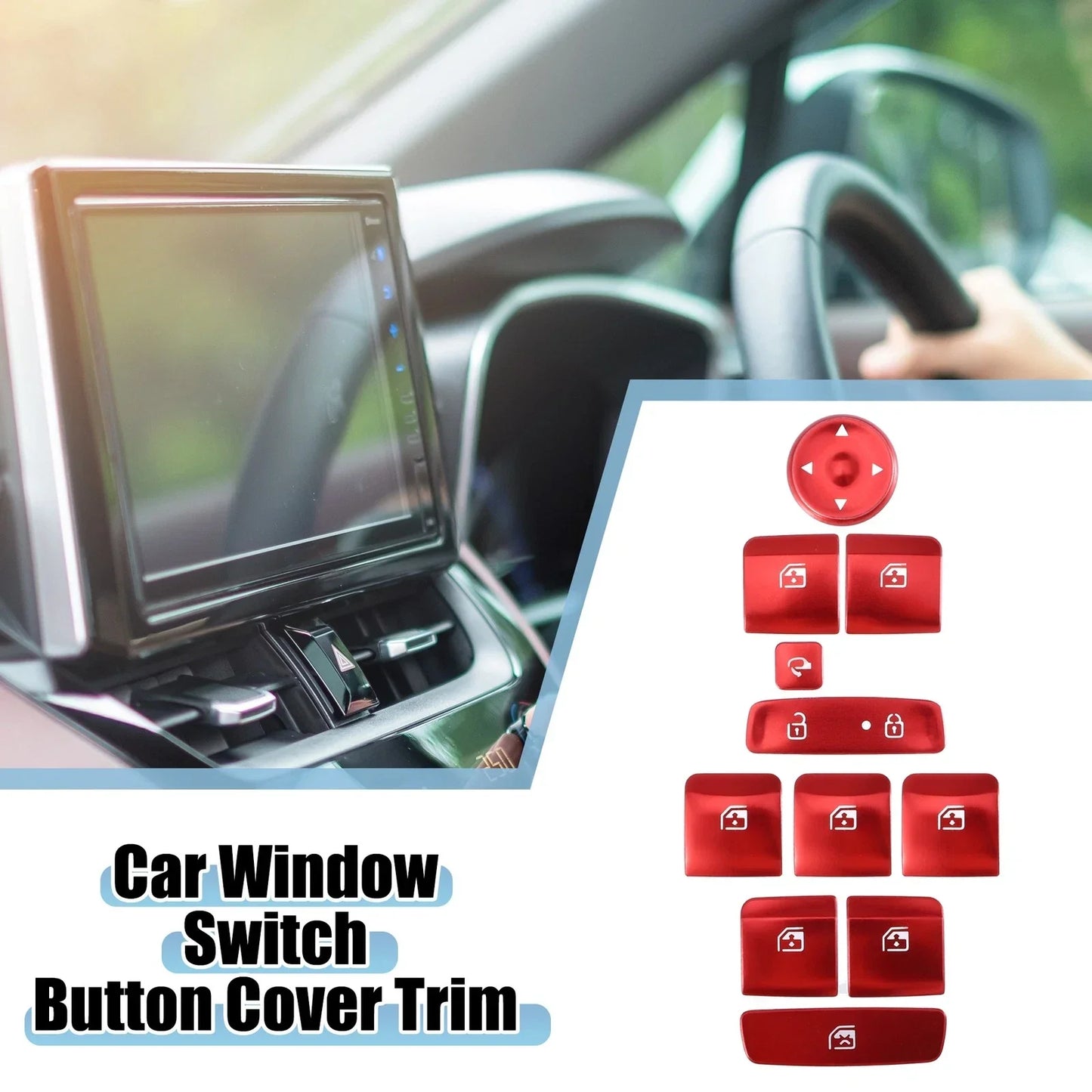 Window Switch Button Cover Trim for Hyundai Elantra 2021-2022 Red