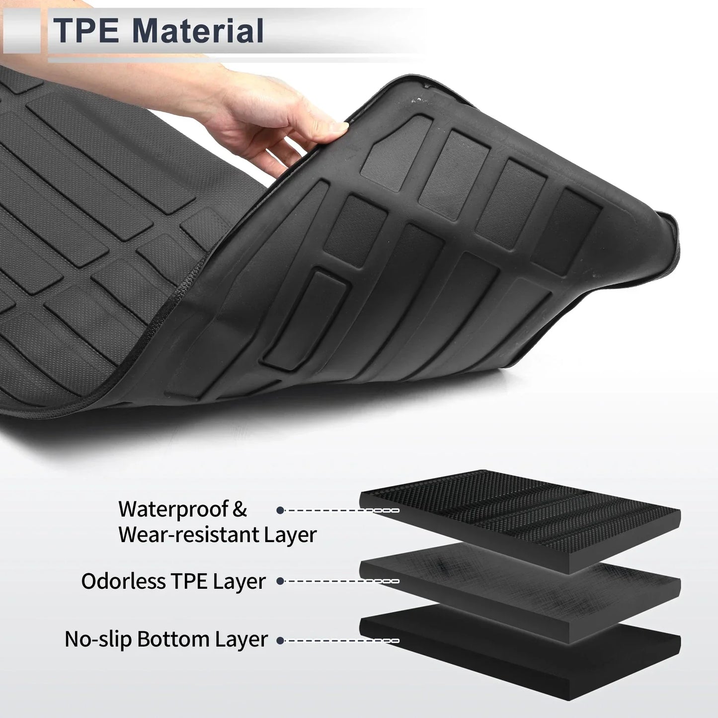 Cargo Liner Rear Trunk Mat for Hyundai Santa Fe 2024-2025 Long Grid Pattern TPE