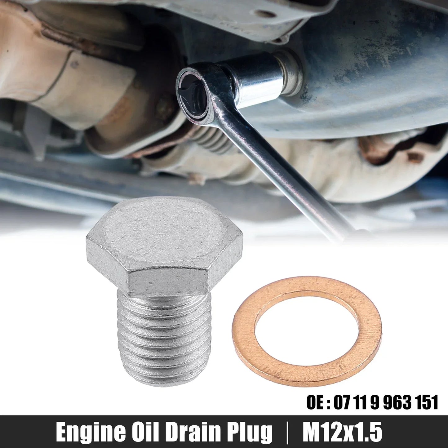 M12x1.5 Steel Engine Oil Drain Plug Screw with Gasket for BMW 545i/Mazda