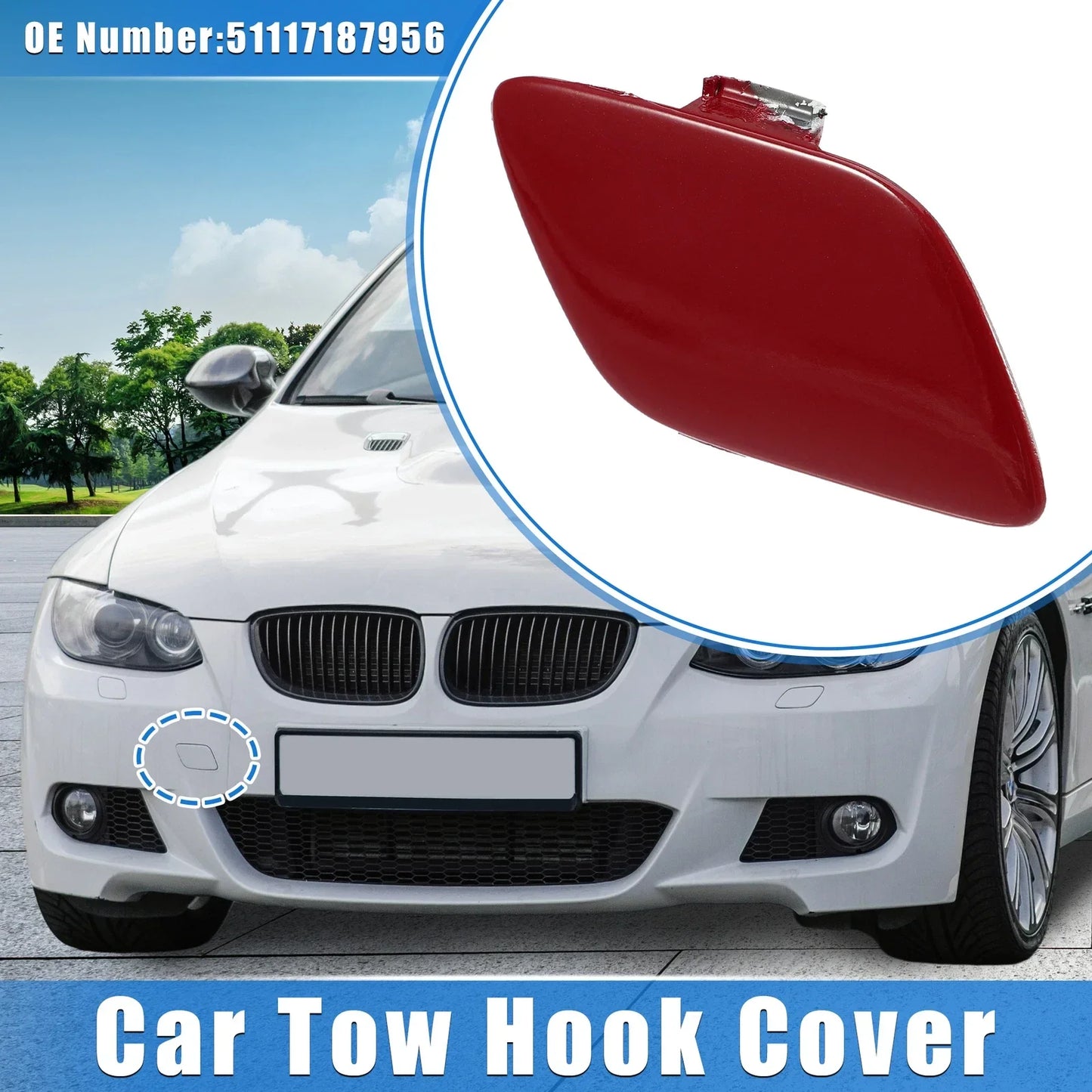 Tow Hook Eye Hole Cover Cap for BMW E92/E93 (2007-2010) Red Front Right
